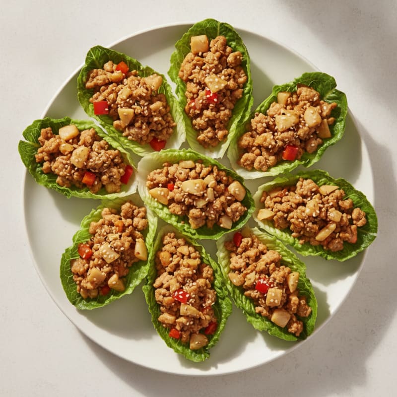 Crispy Turkey Lettuce Wraps with Diced Veggies