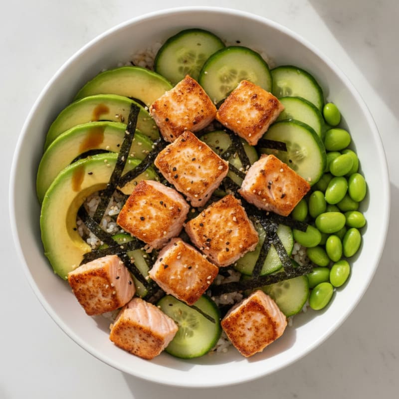 Salmon Sushi Rice Bowl with Avocado