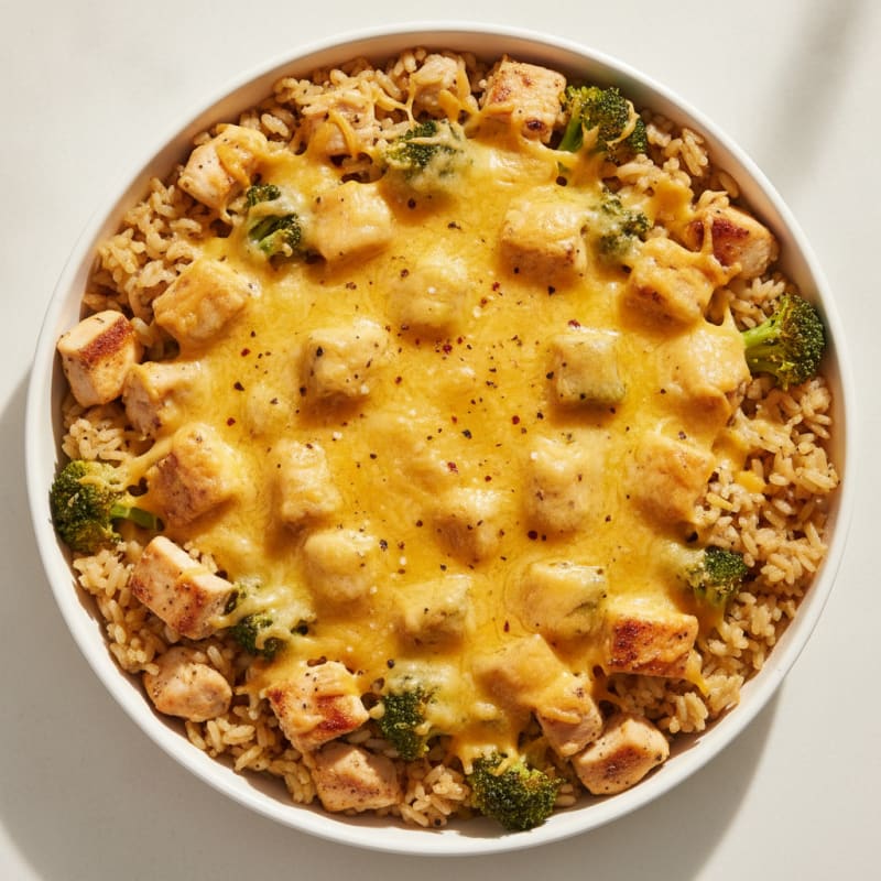 Cheesy Chicken Broccoli Rice Skillet