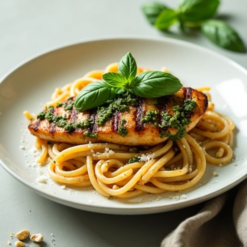 Fresh Pesto Chicken with Whole Wheat Pasta