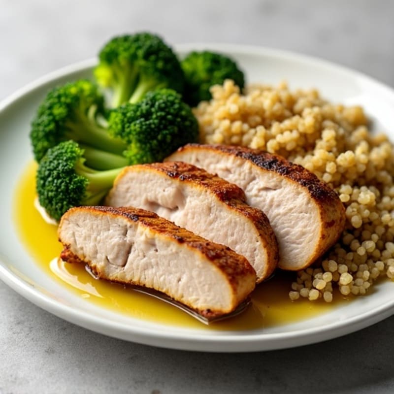 Grilled Turkey Breast with Quinoa and Steamed Broccoli