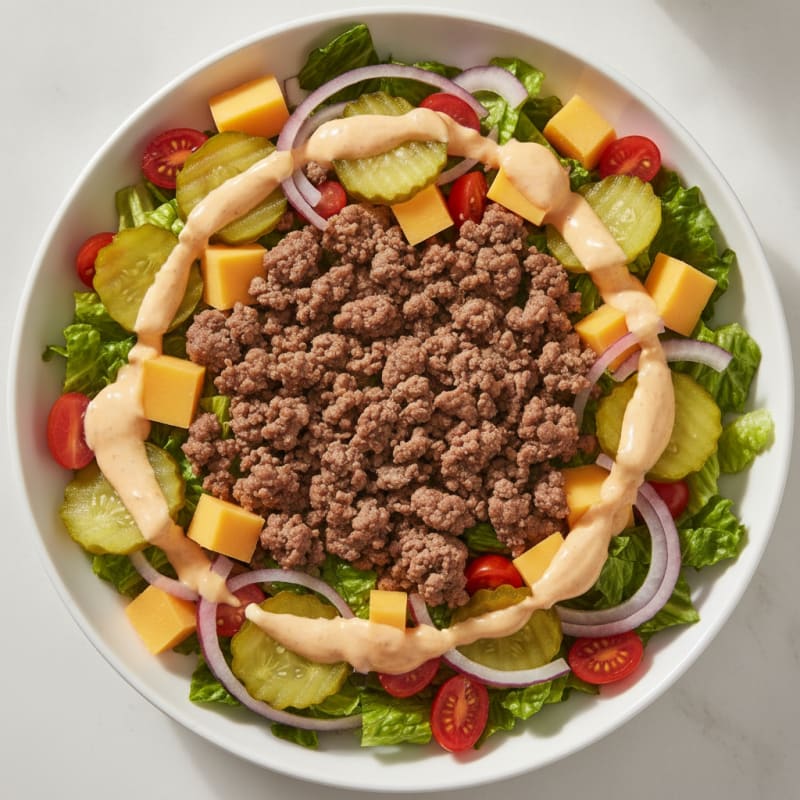 Deconstructed Cheeseburger Bowl with Special Sauce