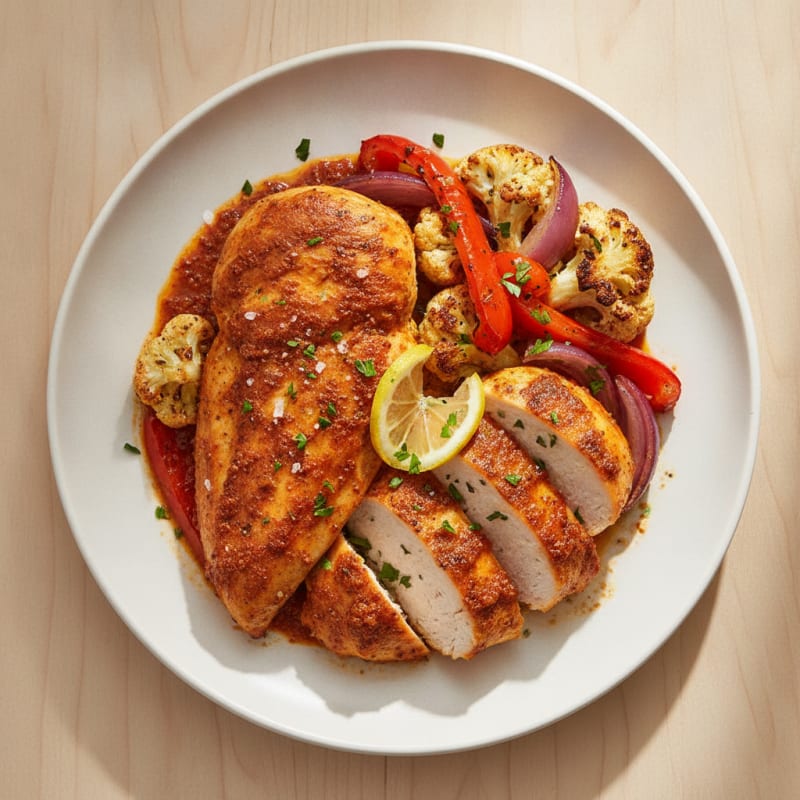 Spicy Harissa Chicken with Roasted Vegetables