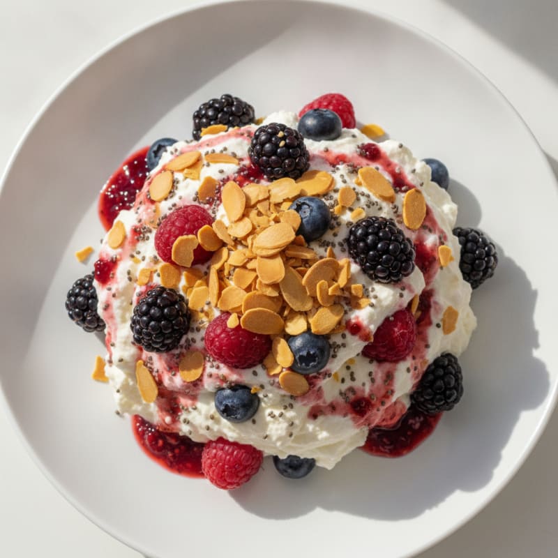 Silky Greek Yogurt Protein Mousse with Mixed Berries