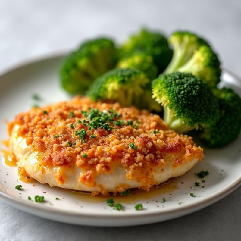 Crispy Onion-Crusted Chicken Breast with Roasted Broccoli