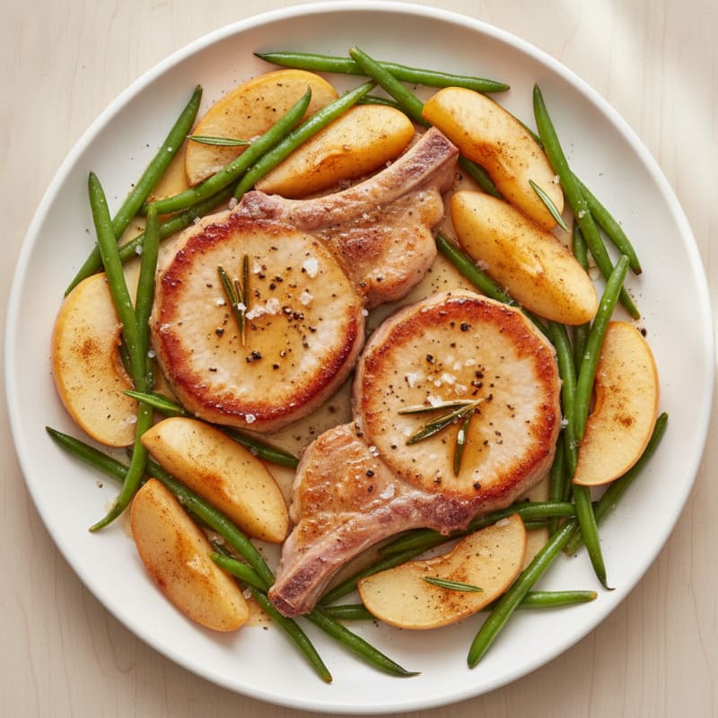 Pan-Seared Pork Chops with Roasted Apples