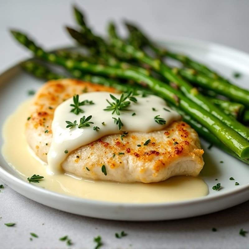 Creamy Lemon Herb Chicken with Roasted Asparagus
