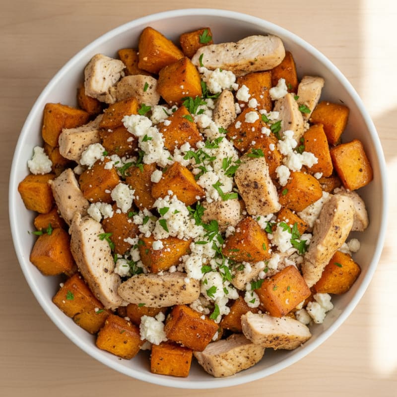 Roasted Sweet Potatoes with Feta