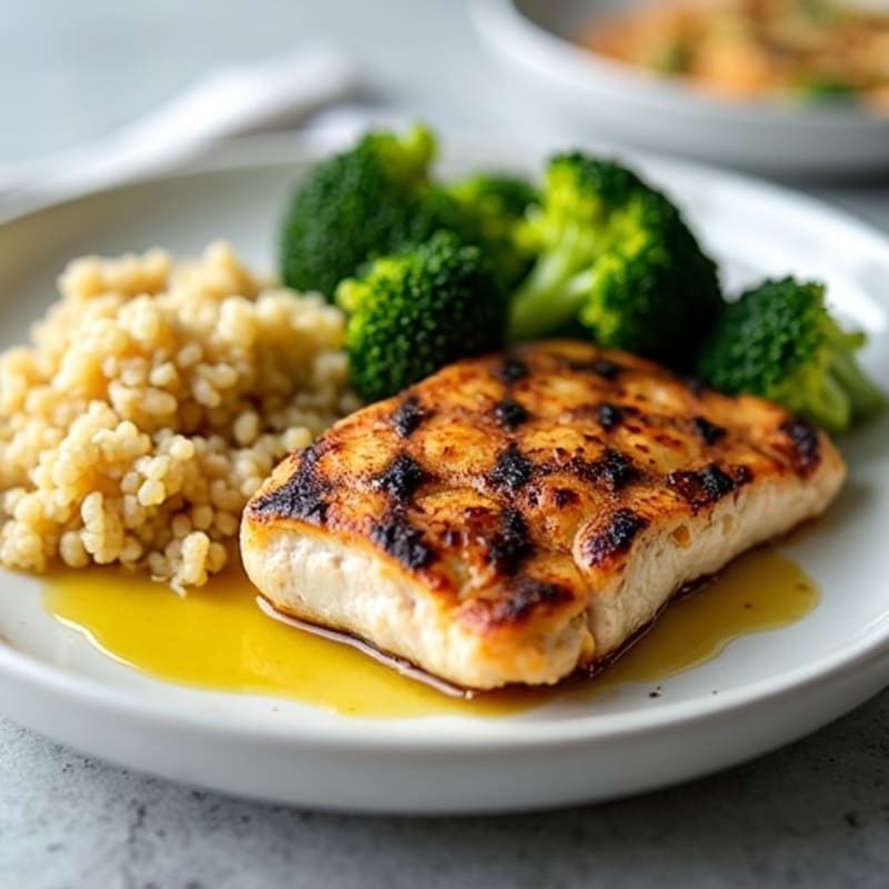 Grilled Chicken Breast with Roasted Broccoli and Quinoa