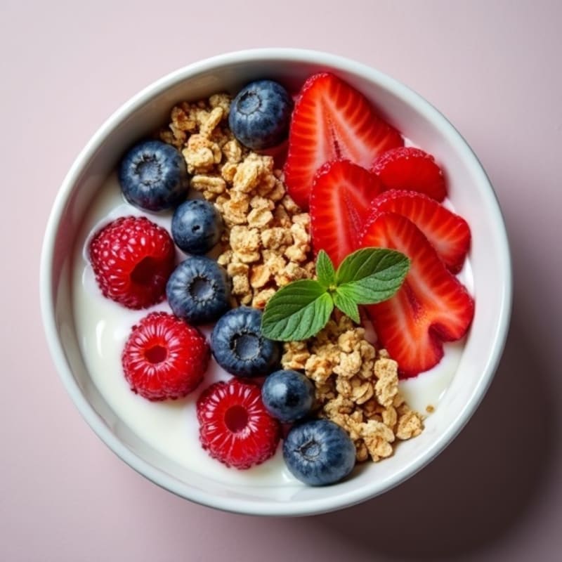 Creamy Greek Yogurt Bowl with Fresh Berries and Crunchy Granola