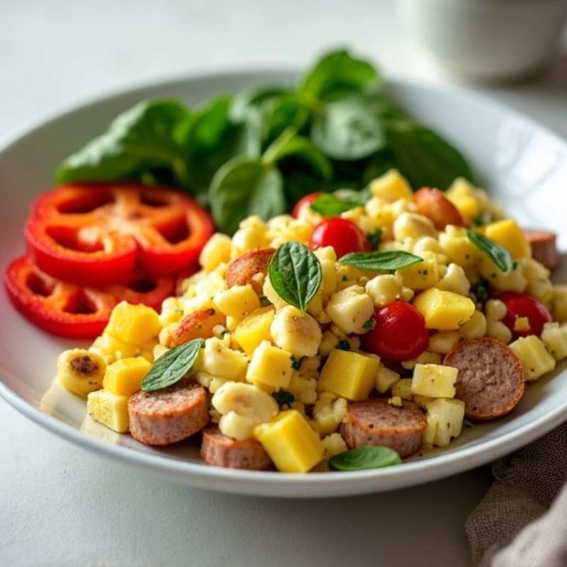 Egg White Veggie Scramble with Turkey Sausage
