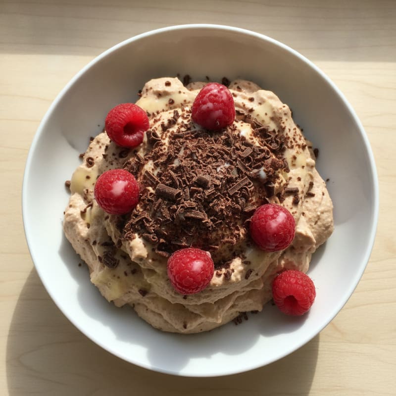 Greek Yogurt Protein Mousse with Dark Chocolate Shavings