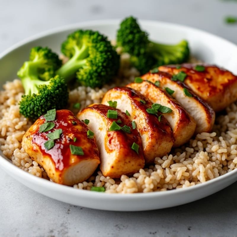 Sheet Pan Sticky Teriyaki Chicken with Crispy Broccoli and Brown Rice