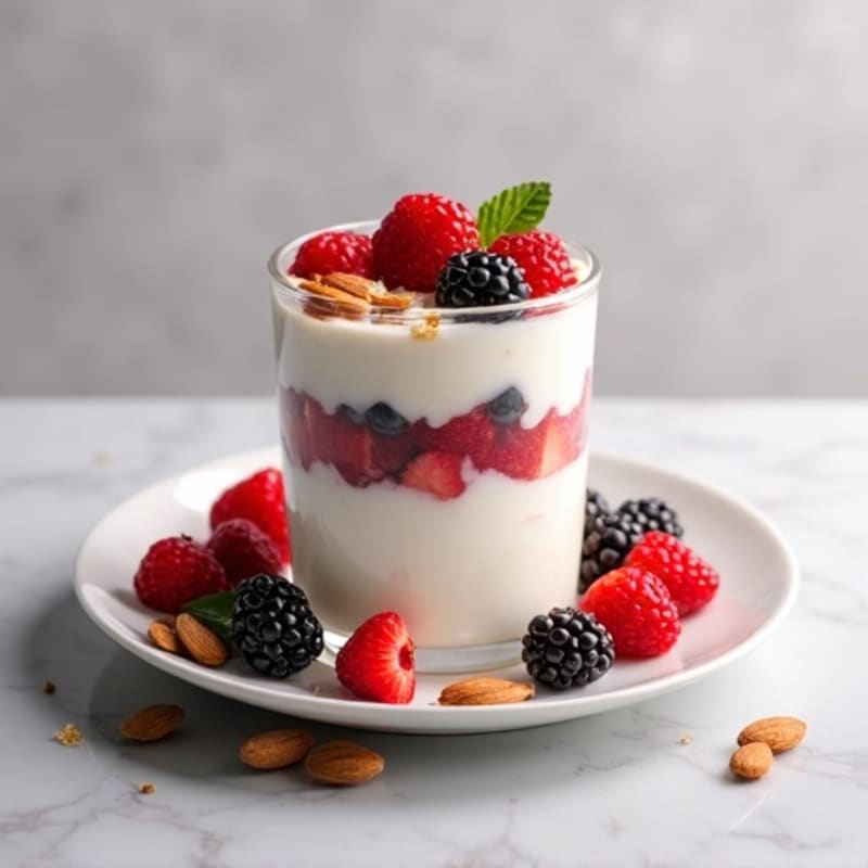 Greek Yogurt Protein Parfait with Berries and Almonds