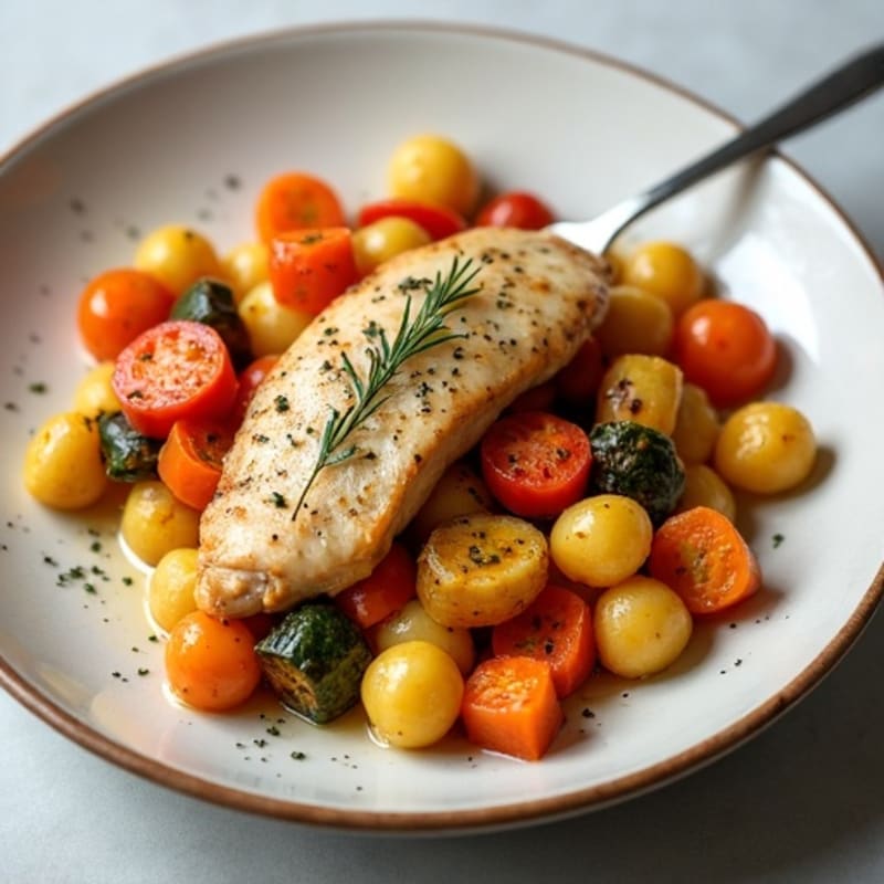 Sweet Potato Gnocchi with Roasted Vegetables and Lean Chicken