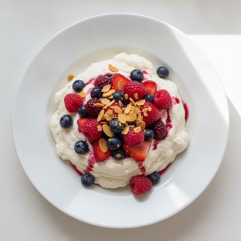 Greek Yogurt Protein Mousse with Mixed Berries