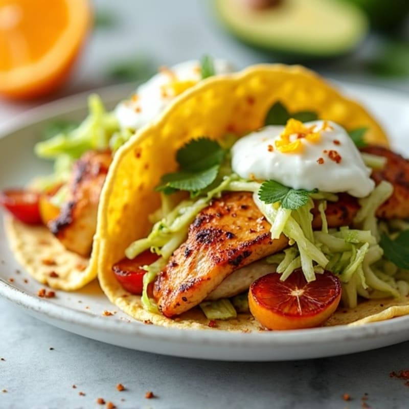 Sheet Pan Citrus-Garlic Chicken Tacos with Crispy Cabbage Slaw