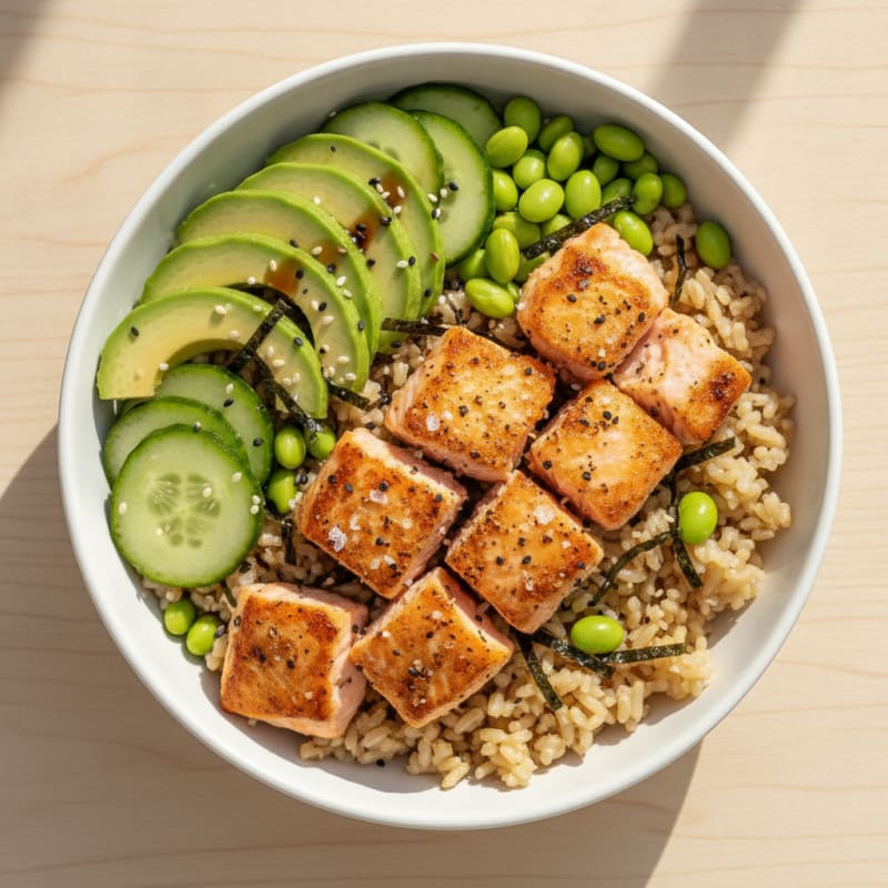 Salmon Sushi Rice Bowl with Avocado