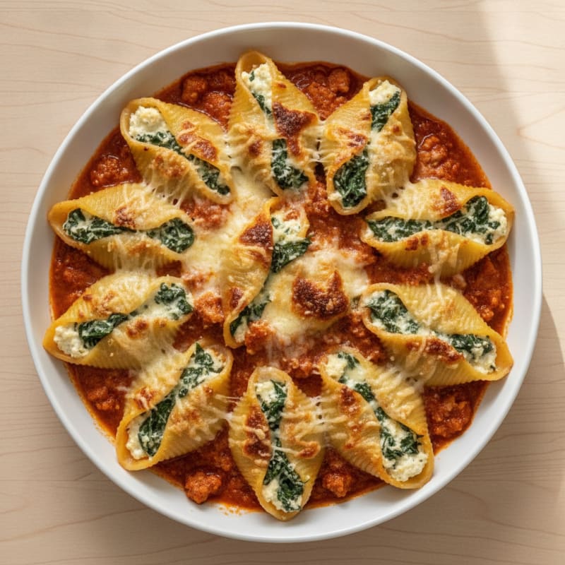 Spinach Ricotta Stuffed Shells Baked Marinara