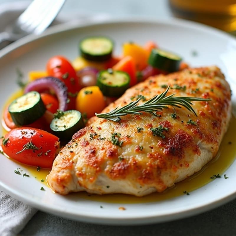 Crispy Garlic Herb Chicken with Roasted Sheet Pan Vegetables