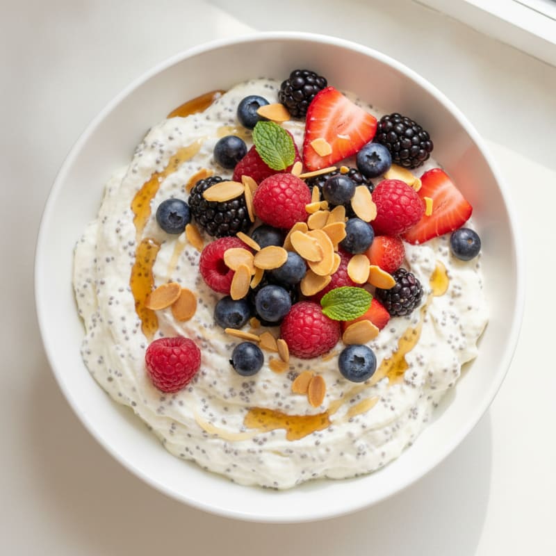 Silky Greek Yogurt Protein Mousse with Mixed Berries