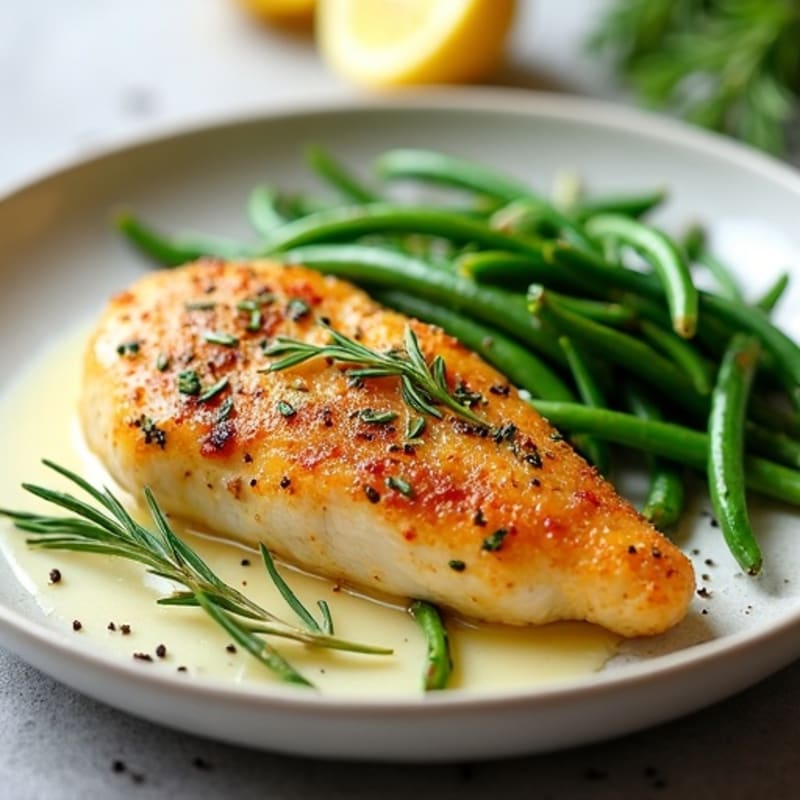 Lemon Herb Baked Chicken with Crispy Green Beans
