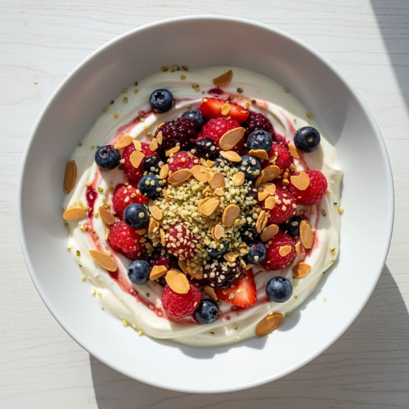 Creamy Greek Yogurt Bowl with Mixed Berries and Protein Crunch