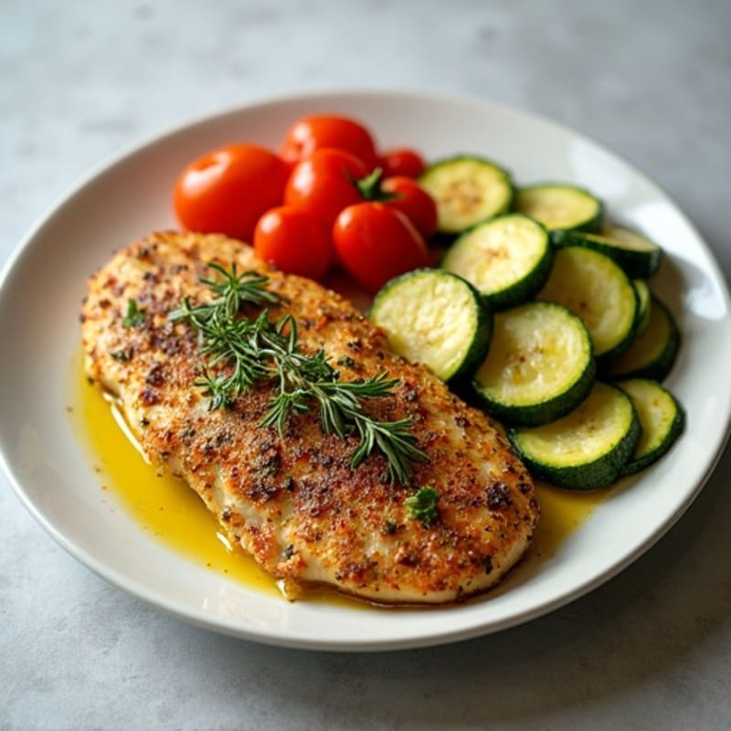 Herb-Crusted Pan Seared Chicken with Roasted Vegetables