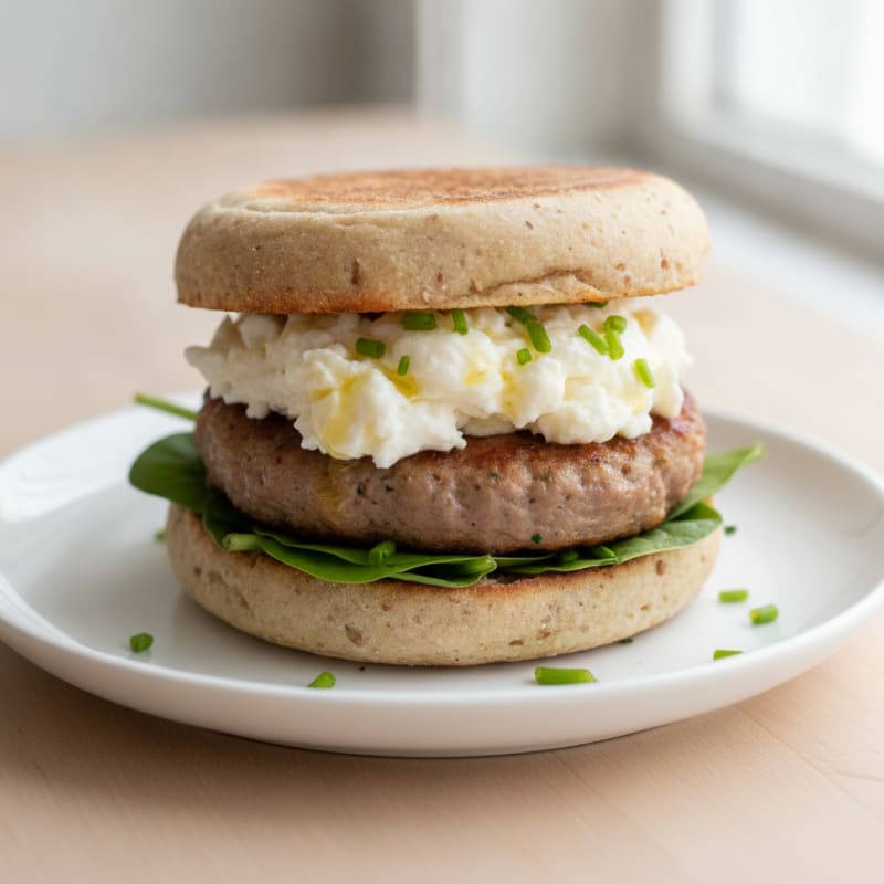 Egg White and Turkey Sausage English Muffin Sandwich