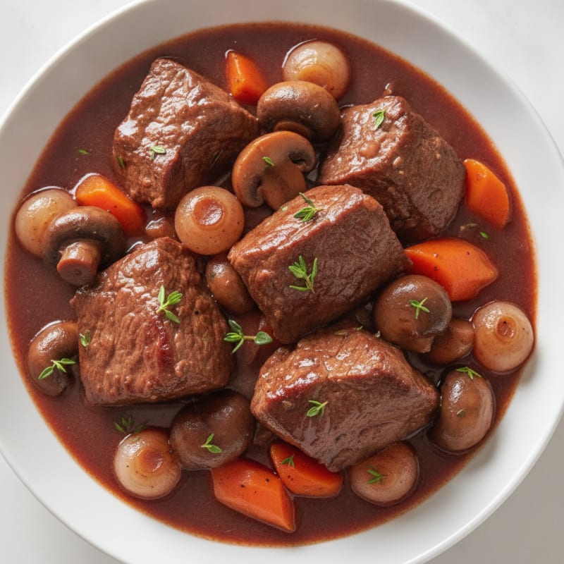 Classic Beef Bourguignon with Pearl Onions