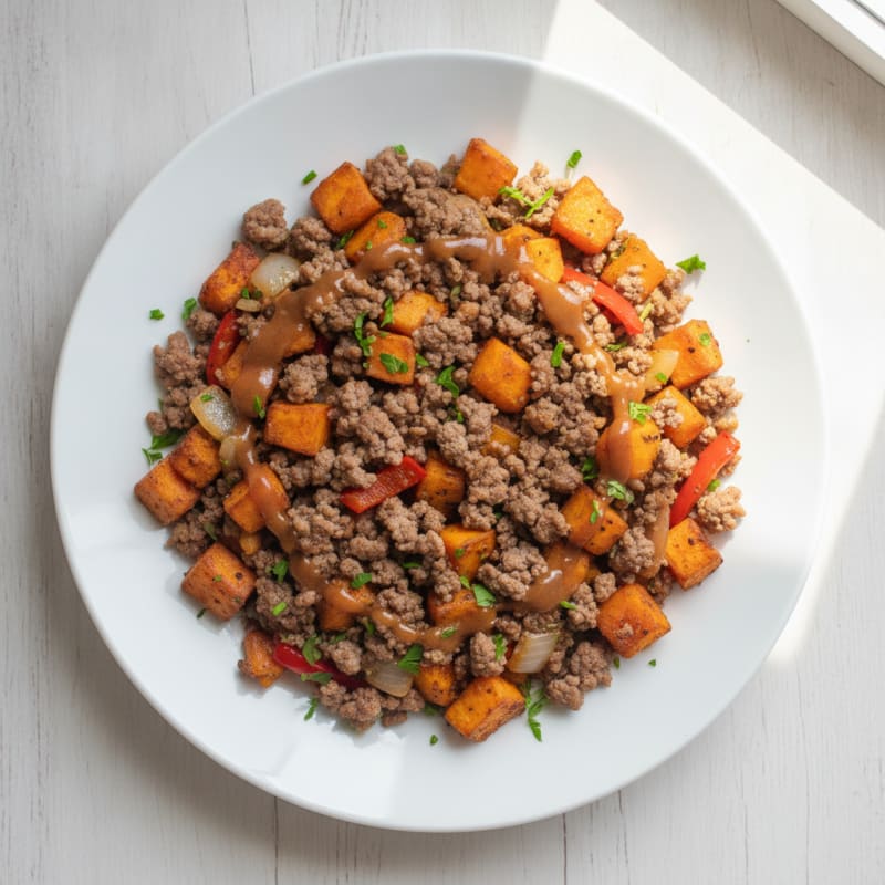 Savory Beef and Sweet Potato Hash