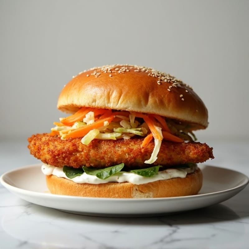 Crispy Air-Fried Chicken Sandwich with Fresh Slaw