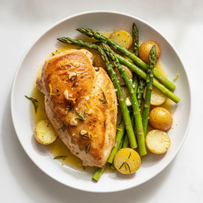 Lemon Herb Roasted Chicken with Asparagus