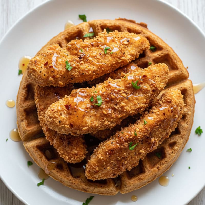 Golden Crispy Chicken and Waffles