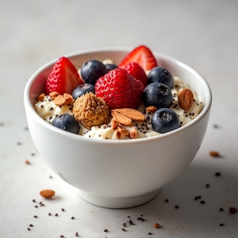 Cottage Cheese Protein Bowl with Mixed Berries and Almond Butter