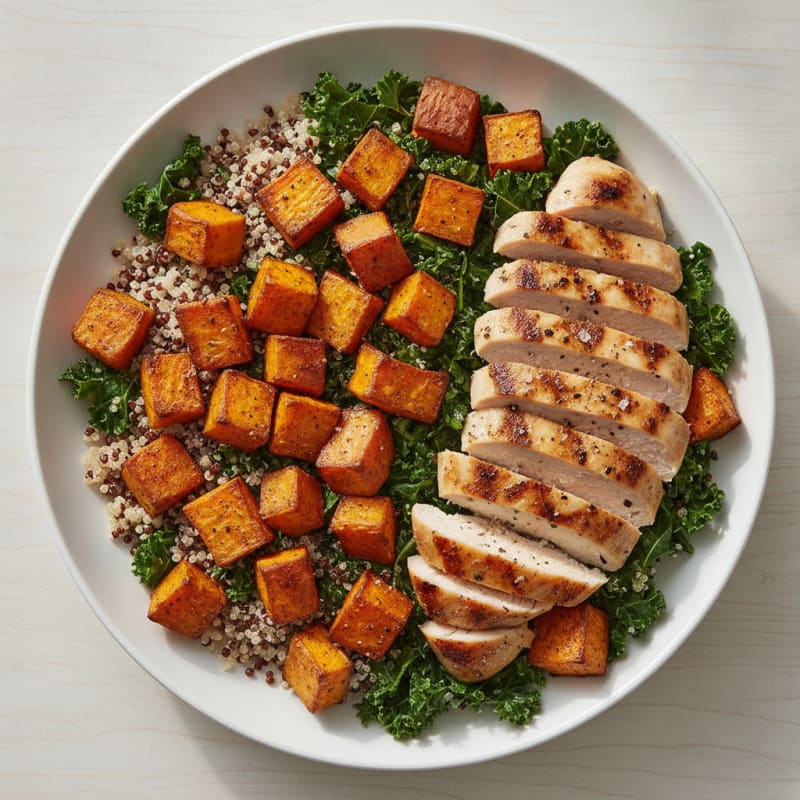 Chicken and Roasted Sweet Potato Power Bowl