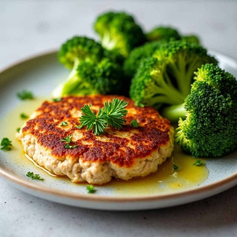 Seared Turkey Patties with Roasted Broccoli