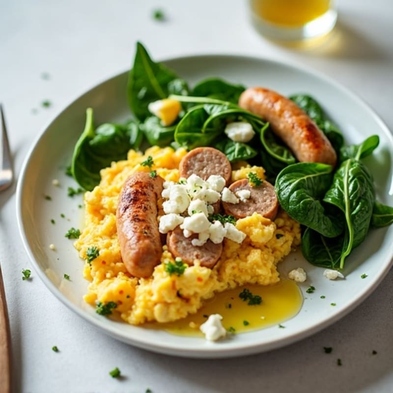 Egg White and Turkey Sausage Scramble with Spinach