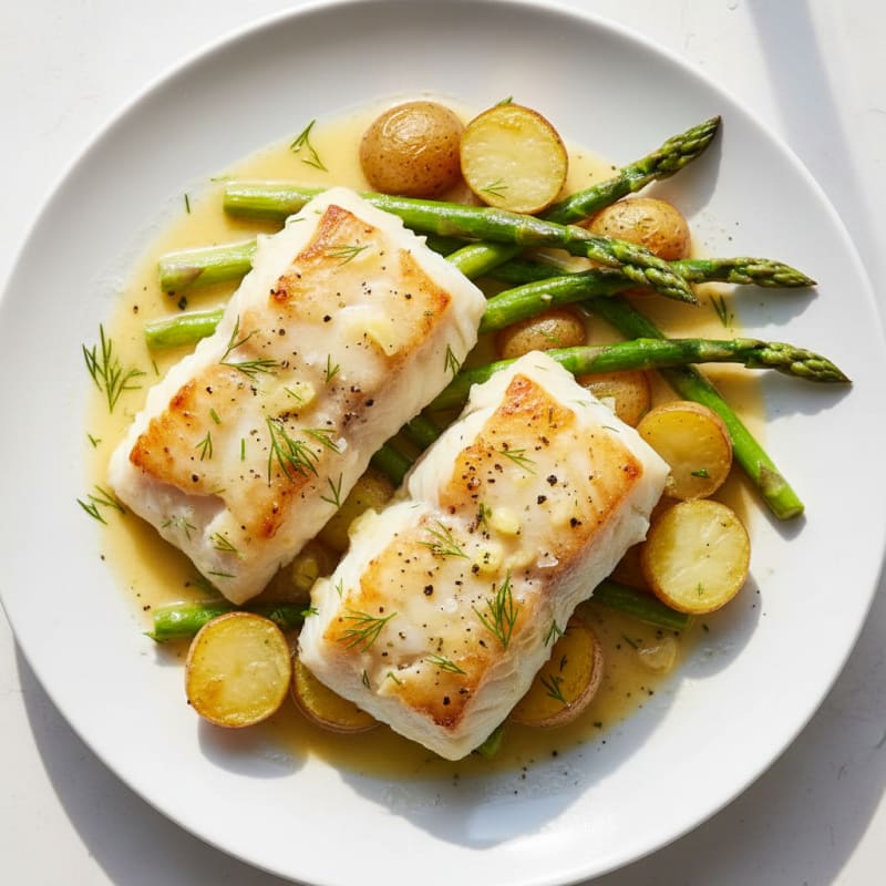 Butter-Baked Cod with Lemon-Dill Sauce
