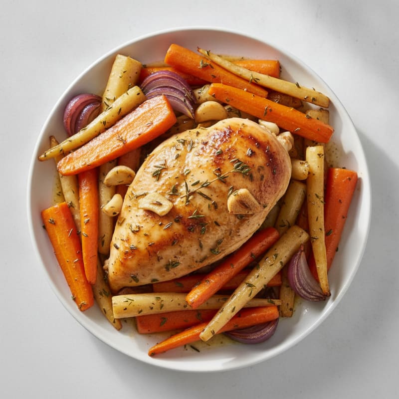 Garlic Herb Roasted Chicken with Root Vegetables