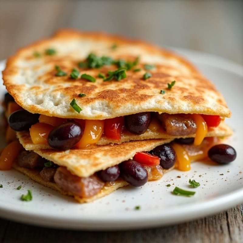 Crispy Whole Wheat Steak and Black Bean Quesadillas