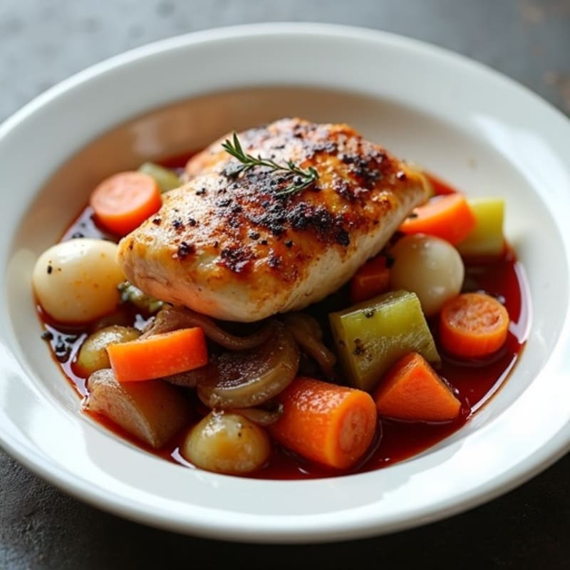 Red Wine Braised Chicken with Hearty Vegetables