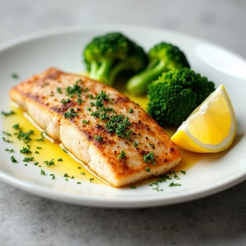 Seared Tilapia with Steamed Broccoli and Lemon