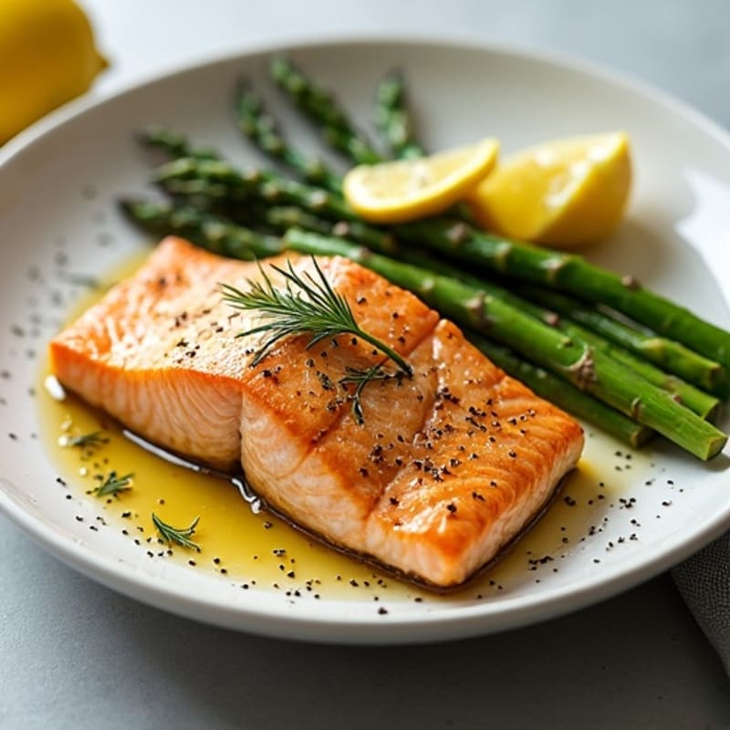 Flaky Baked Salmon with Lemon-Dill Roasted Asparagus