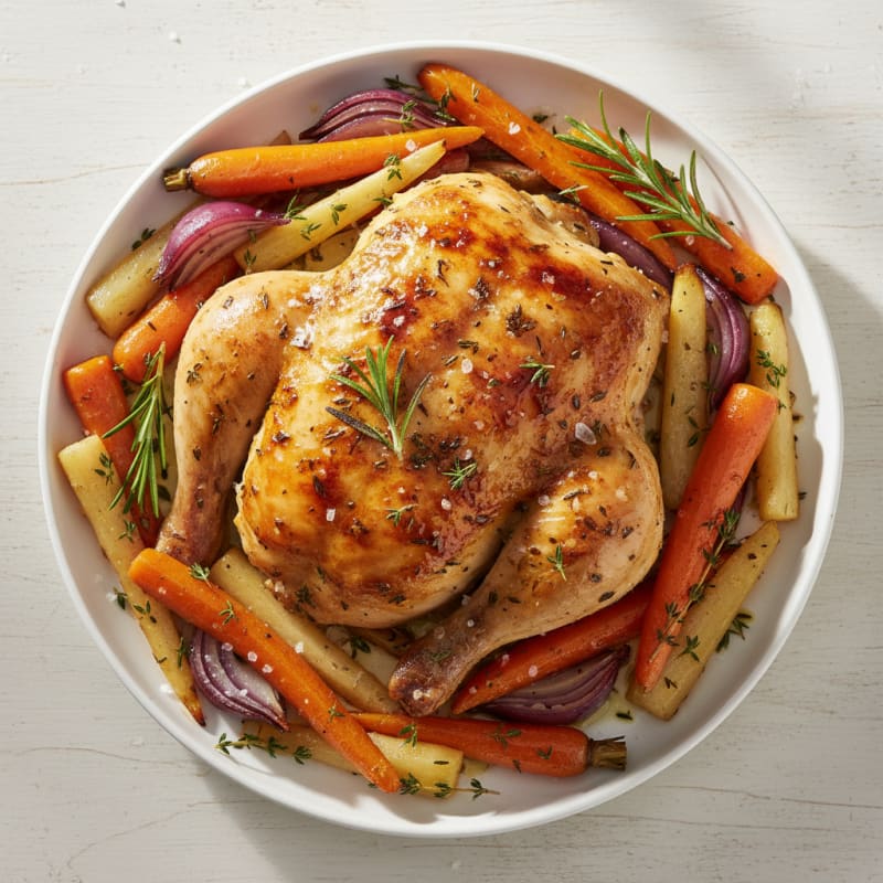 Garlic Herb Roasted Chicken with Root Vegetables