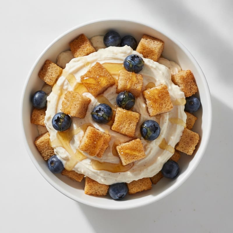 Creamy Protein Yogurt Parfait with Bread Crisps