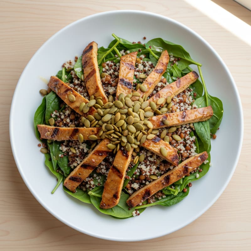 Crispy Lentil and Quinoa Power Salad with Pumpkin Seeds