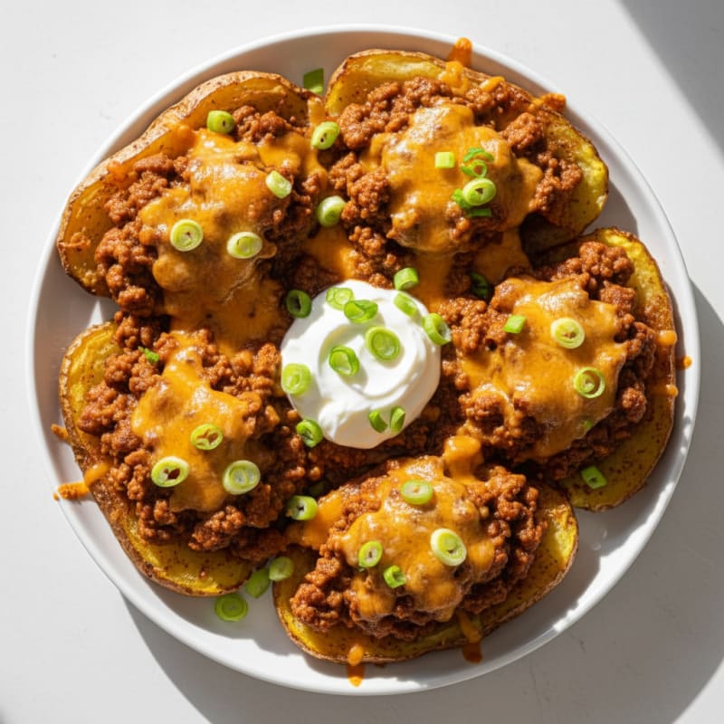 Crispy Chili Cheese Potato Skins