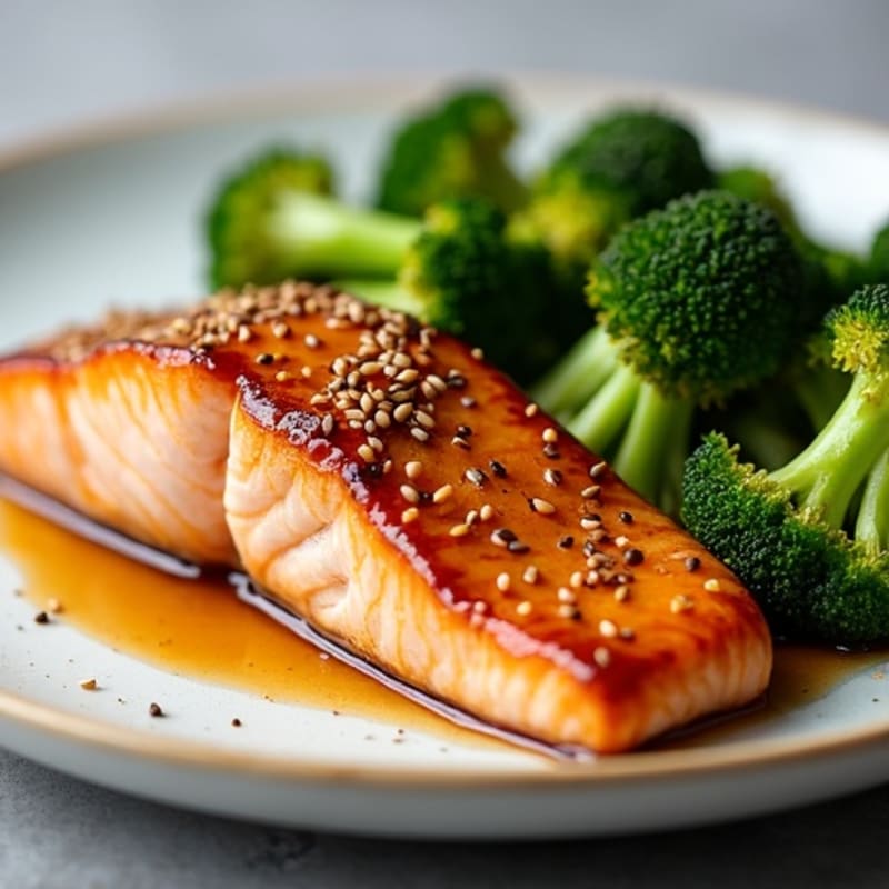 Ginger-Sesame Glazed Salmon with Roasted Broccoli
