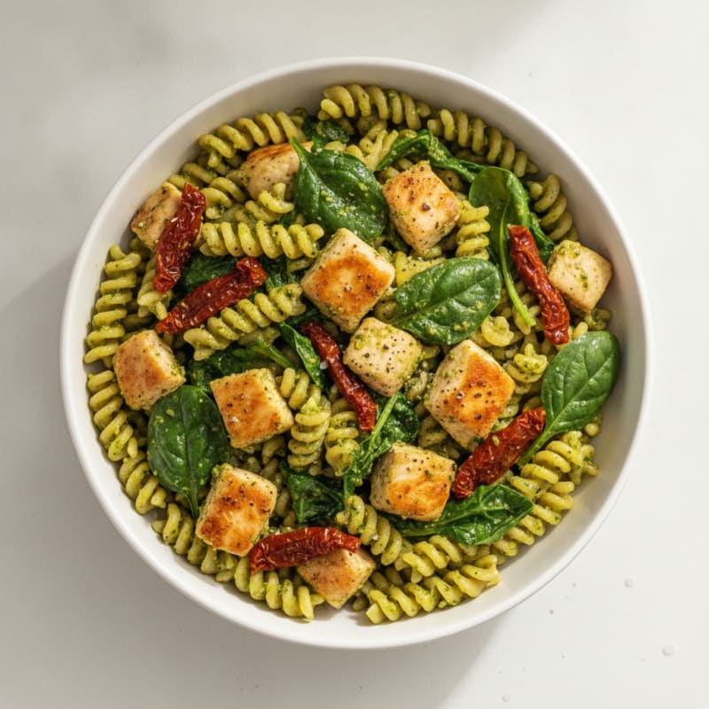 Pesto Chicken Pasta with Sun-Dried Tomatoes